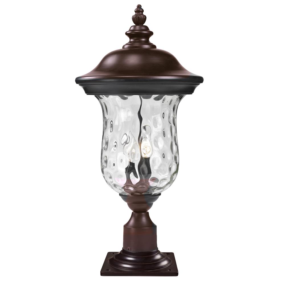 Z-Lite 533PHM-533PM-RBRZ Outdoor Post Mount Light in Bronze with a Clear Waterglass Shade
